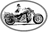 MOTORCYCLE GUY - Cruising Biker - Oval- Biker-Decal-Sticker - Can be used for Cars, Trucks, Notebooks etc.