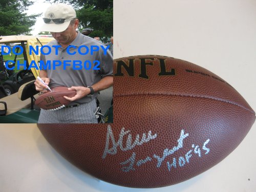 STEVE LARGENT,SEATTLE SEAHAWKS,TULSA,HALL OF FAME,HOF,SIGNED,AUTOGRAPHED,NFL FOOTBALL, WITH PROOF + COA