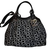 Women's Calvin Klein Purse Handbag Hudson Signature Jacquard Black/White