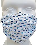Breathe Healthy Dust, Allergy & Flu Mask (Child Size) Comfortable, Reusable Protection Pollen; Germ Killing Agent; Fish Design, White/Blue
