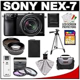 Sony Alpha NEX-7 Digital Camera Body & E 18-55mm OSS Lens (Black) with 32GB Card + Battery + 3 Filters + Telephoto & Wide-Angle Lenses + Case + Tripod + Accessory Kit