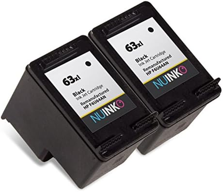 NUINKO 2 Pack Remanufactured HP 63XL Ink Cartridge F6U64AN for HP Envy 4520 Deskjet 3630 2130 2132 3632 3634 OfficeJet 3830 4650 Printer (2 Black)