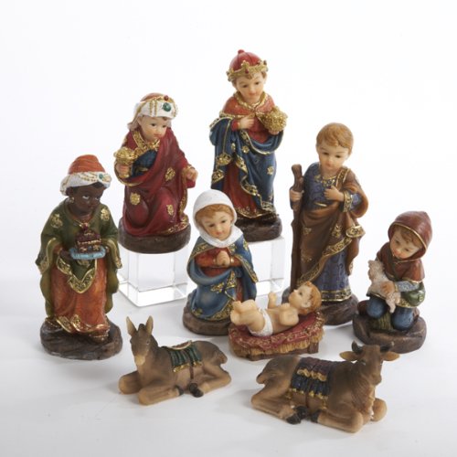 9-Piece Classical Ornate Infant Christmas Nativity 