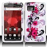 Verizon Motorola Droid Bionic Accessory - Blossoming Pink Flower Vine on Wh ....