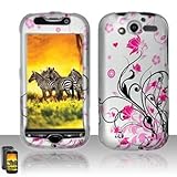 Red Pink Flower Design Rubber Touch Phone Protector Hard Cover Case for htc ....