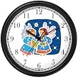 Two Angel Carolers - Cherub, Angel or Cupid Theme Wall Clock by WatchBuddy Timepieces (White Frame)