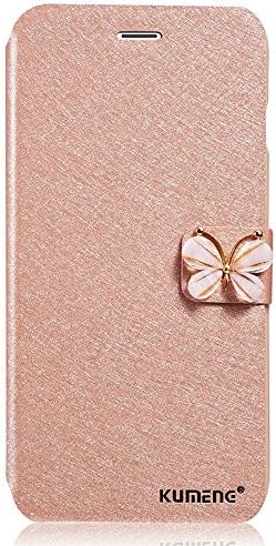 Galaxy Note4 Wallet Case Unifone Mobile 3d Handmade Lovely Glitter Bling Butterfly Luxury Diamond Crystal Rhinestone Leather Case for Samsung Note2 Note3 Note5 (Samsung Note4, Golden1)