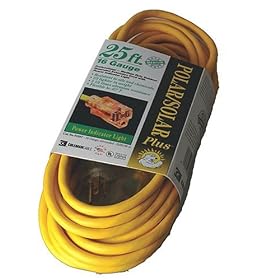 Coleman Cable 01287 16/3 Insulated Outdoor Extension Cord with Lighted End, 25-Foot: Home Improvement