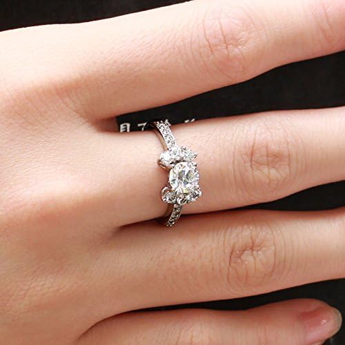 Psiroy Womens Elegant Titanium Steel Cubic Zirconia Diamond Rings Band