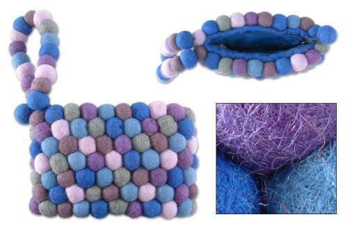 Unique Wool Wrist Purse Blueberries