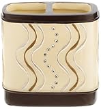 IMAGE OF Popular Bath Diamond Stripes Beige Tooth Brush Holder