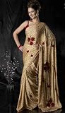 Golden Party Wear Sequined Embroidered Georgette Sari