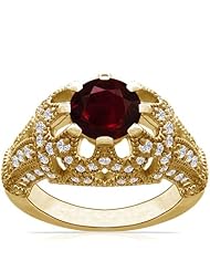 18K Yellow Gold Round Cut Ruby Fana Designer Ring
