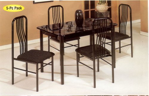 5pc Dining Table & Chairs Black Finish
