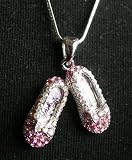 Pink Crystal Rhinestone Ballet Slipper Ballerina Necklace