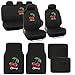 Auto Interior Gift Set - Cherry - 2 Front Seat Covers (2 Front and 2 Bottom), 5 Headrest Covers, 1 Bench Seat Cover (1 Top and 1 Bottom), 4 Floor Mats (2 Front and 2 Rear)