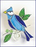 Gallery Art Glass - Bluebird Blue Jay Genuine Stained Glass Decorative Night Light Decor Accent Light with Bulb - Nightlight
