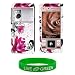 White with Red Flower Design Snap On Hard Case for Sony Ericsson C905 Phone, AT&T