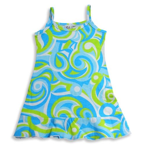 Girlfriends by Anita G Designer Clothes – Toddler Girls Tank Dress, Light Blue, Lime (Size 2T)