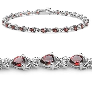 4.80 Carat Genuine Garnet Silver Bracelet by