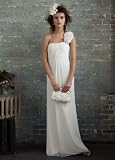 Davids Bridal Wedding Dress: Soft Chiffon A-line with Flower Detail on Strap Style WG9888