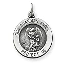 Sterling Silver Antiqued Guardian Angel Medal