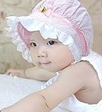【On Dolce】 帽子 ベビー 子供 つば付き フリル付き ストライプ バラ UV 日よけ キッズ 全4色 【紫外線からベビーを守る】【日本正規販売店】 BH005 (ライトピンク)