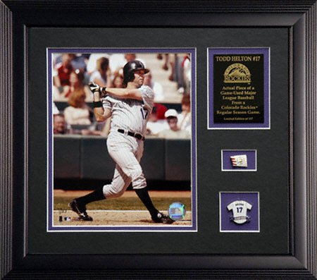 Buy Todd Helton Colorado Rockies Framed 8x10 Photograph with Game Used 2004 Baseball by Mounted Memories