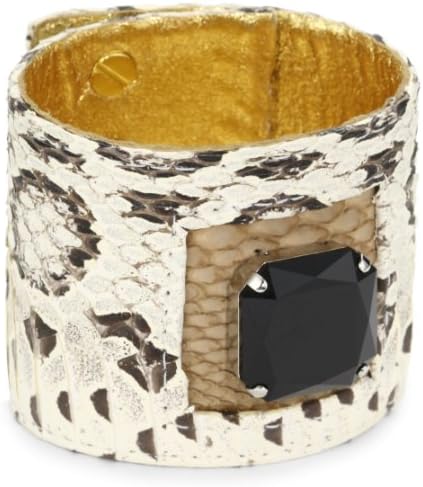 Ted Rossi "Urban Tribal" Snakeskin Cut-Out Gem Soft Cuff Bracelet