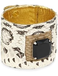 Ted Rossi "Urban Tribal" Snakeskin Cut-Out Gem Soft Cuff Bracelet