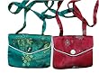 Chinese embroidered small snap purse with long shoulder strap set of 2 - assorted colors