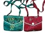 Chinese embroidered small snap purse with long shoulder strap set of 2 - assorted colors