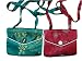 Chinese embroidered small snap purse with long shoulder strap set of 2 - assorted colors