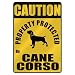 CAUTION  PROPERTY PROTECTED BY CANE CORSO  PARKING SIGN DOG