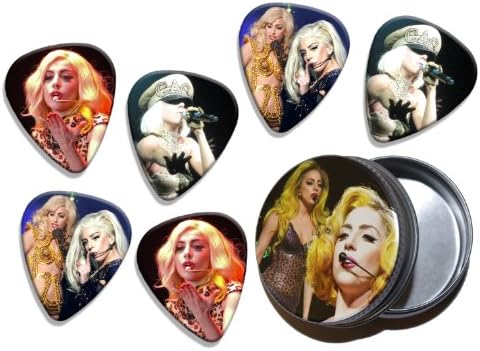 Lady Gaga Playable 6 Guitar Picks in a Tin Plectrums Live Performance