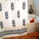 Paisley Au Lait ~ Modern Designer Black & White Shower Curtain 72x72