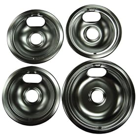 Range Kleen 10124XZ Universal Drip Pans 4 Pack Containing 3 Units 101Am And 1 Unit 102Am, Chrome