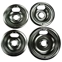 Universal Range Drip Pans 4-pc. Set - Chrome (3 Small/ 1 Large)