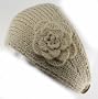 100% Handmade Thin Knit Flower Headband best for Ponytail Styling, Yellowdish Beige