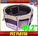 49.2" Large Exercise Puppy Pet Playpen Portable Dog Cat Pet Play Pen Pet Cage Tent Kennel Crate Pink