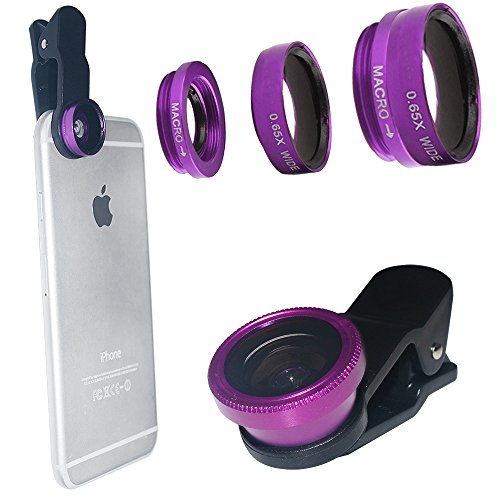 LuxsureÂ® Universal 4 in 1 Camera Lens Kit Fish Eye Lens + 2 in 1 Macro Lens + Wide Angle Lens + CPL Lens for iPhone 6/6 Plus/6s/6s plus/5/5S/4/4S,iPad Air/Mini,Samsung Galaxy/Note,Sony Xperia(Purple)