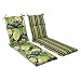 Pillow Perfect Outdoor Green/Brown Tropical/Striped Reversible Chaise Lounge Cushion