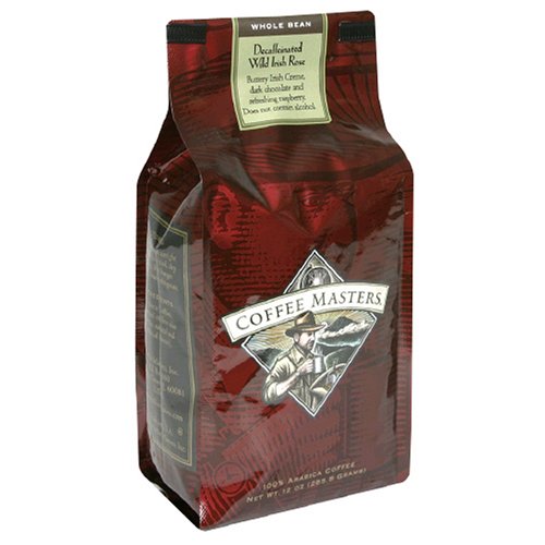 Cover image : Coffee Masters Flavored Coffee, Wild Irish Rose Decaffeinated, Whole Bean, 12-Ounce Valve Bag, (Pack of 4)