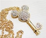 Finely Crafted Disney's Inspired Gold Plated Australian Crystals Outline Mickey Mouse Pendant 6*4CM & 70CM Long Necklace