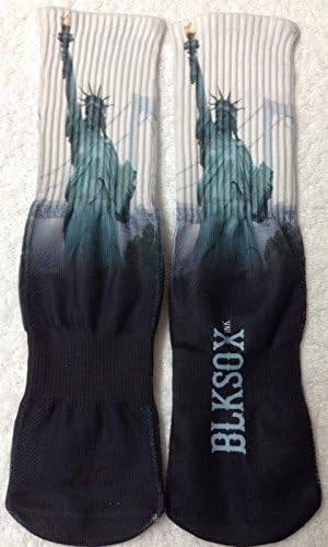 Medium BLK SOX INK Statue of Liberty Sublimation Print Crew Socks M
