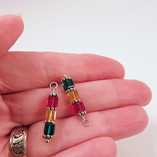 Red, Yellow, and Green Fun Crystal Traffic Light Drops - INTERCHANGEABLE DROPS - EAR WIRES SOLD SEPARATELY
