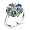 Flower Design 3.25 carats London Blue Topaz Peridot Ring in Sterling Silver Rhodium Finish size 5
