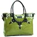 Brigitte Green Shiny Patent Mock Crocodile Laptop Purse by Kerri Mack