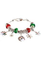 Lova Jewelry Let it snow" Christmas Murano Glass Beaded Charm Bracelet