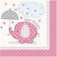 Pink Elephant Baby Shower Beverage Napkins, 16ct